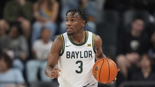 Baylor's Robert Wright III advances the ball upcourt against the New Orleans during an NCAA college basketball game Wednesday, Nov. 27, 2024, in Waco, Texas.