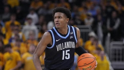 Villanova's Jordan Longino during the second half of an NCAA college basketball game against Marquette Friday, Jan. 24, 2025, in Milwaukee.