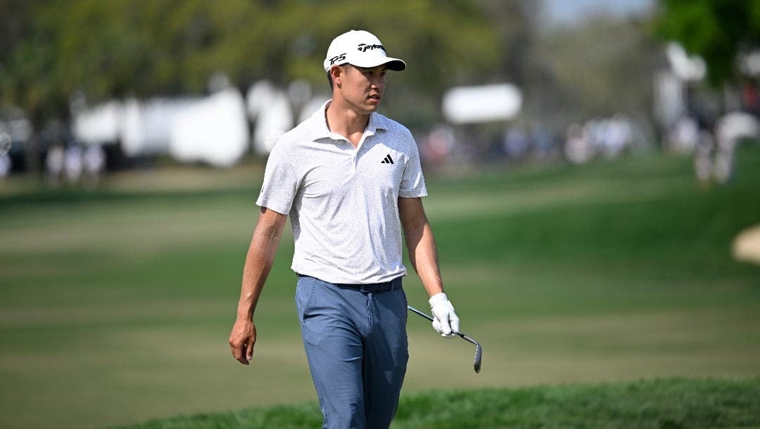 Collin Morikawa walks on the ninth green during the final round of the Arnold Palmer Invitational at Bay Hill golf tournament, Sunday, March 9, 2025, in Orlando, Fla.