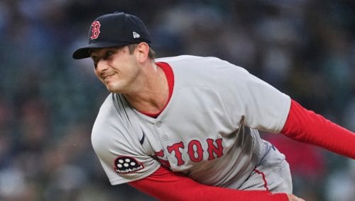 Boston Red Sox pitcher Garrett Whitlock throws against the Detroit Tigers in the sixth inning during a baseball game, Tuesday, May 13, 2025, in Detroit. (AP Photo/Paul Sancya)