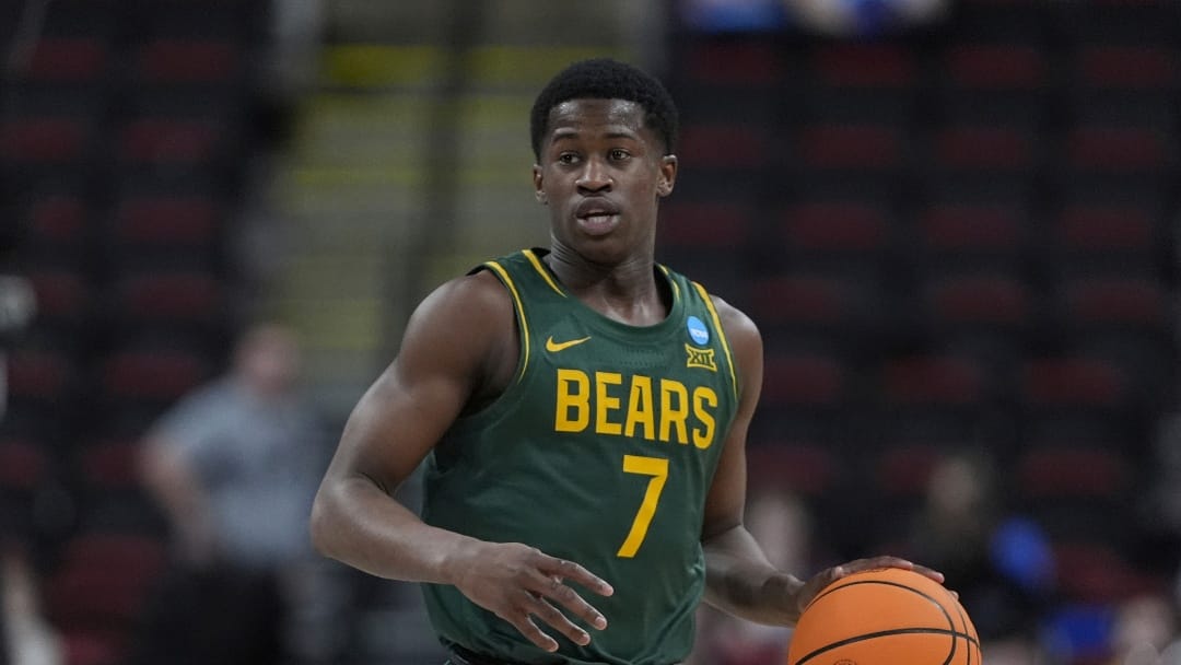 Baylor guard VJ Edgecombe brings the ball down court against Mississippi State during the second half in the first round of the NCAA college basketball tournament, Friday, March 21, 2025, in Raleigh, N.C.